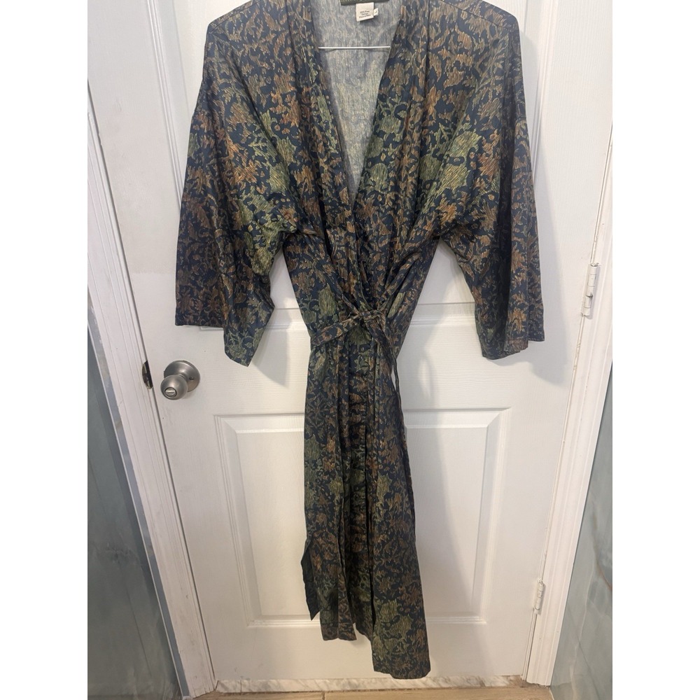 Peruvian Connection Women's Ikat Floral Long Bathrobe Pima Cotton L